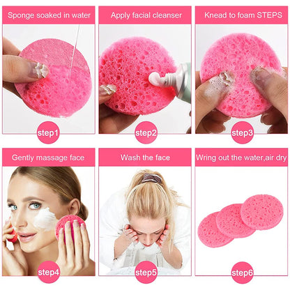 50 PCS Compressed Facial Sponges for Estheticians- 100% Natural Cellulose Face Sponge Professional Cosmetic Spa Sponges for Face Cleansing, Massage, Pore Exfoliating, Mask, Makeup Removal