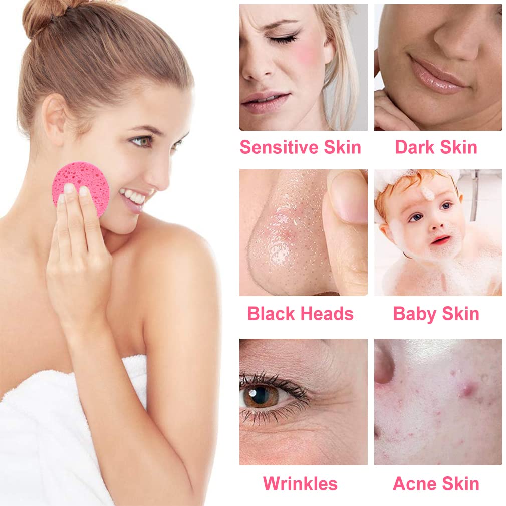50 PCS Compressed Facial Sponges for Estheticians- 100% Natural Cellulose Face Sponge Professional Cosmetic Spa Sponges for Face Cleansing, Massage, Pore Exfoliating, Mask, Makeup Removal
