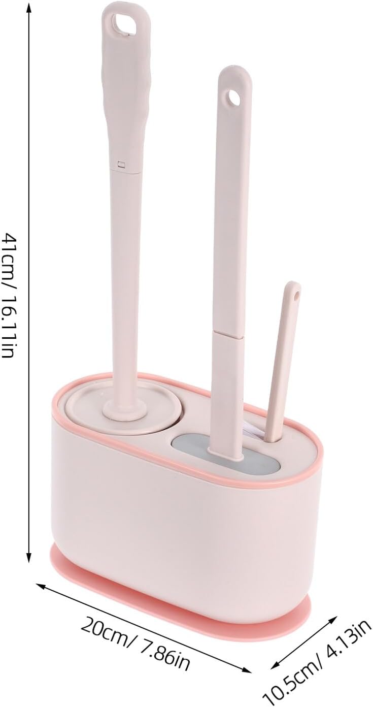 Wall Mounted Toilet Brush and Holder Set Long Handle Toilet Bowl Scrubber with Stiff Bristles Pink Bathroom Cleaning Tool for Deep and Restroom Maintenance