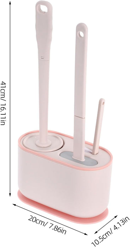Wall Mounted Toilet Brush and Holder Set Long Handle Toilet Bowl Scrubber with Stiff Bristles Pink Bathroom Cleaning Tool for Deep and Restroom Maintenance