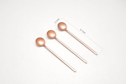 6.9-Inch Long Handle Coffee Spoons, Set of 6 Stainless Steel Stirring Spoons for Iced Tea, Desserts & Milk Tea, Premium Round Head Mixing Spoon for Tall Glasses (ROSE GOLD)