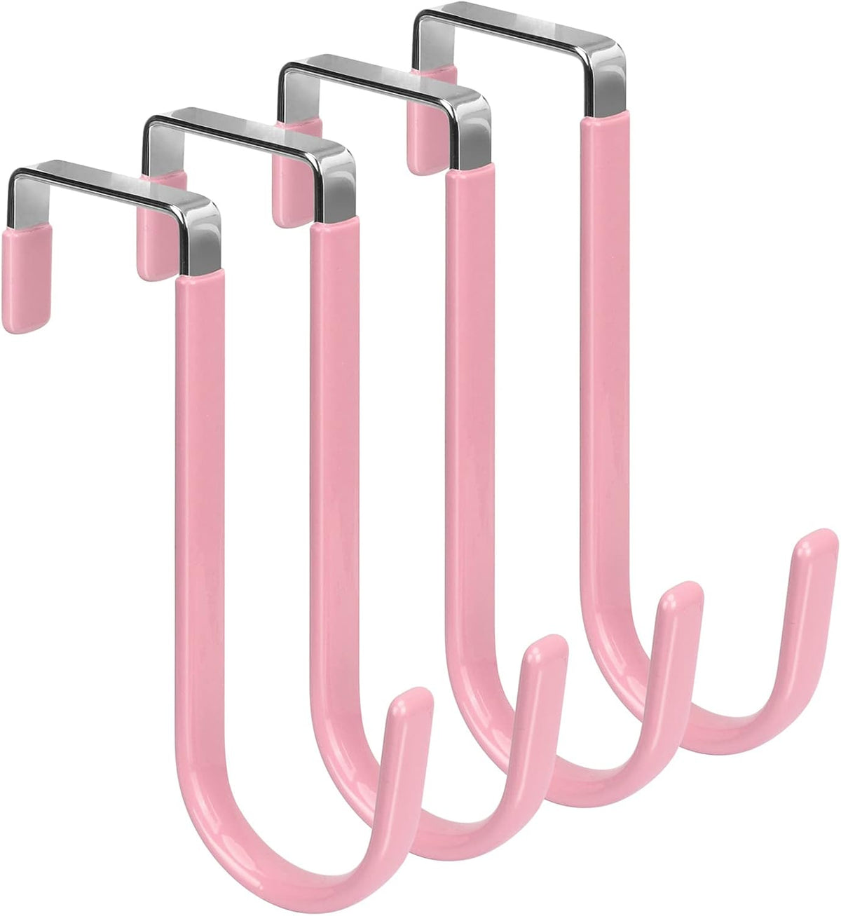 Over the Door Hooks, Single-Hanger 4 Pack, Fits Doors 1 3/8" Pink
