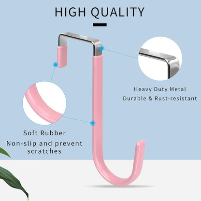 Over the Door Hooks, Single-Hanger 4 Pack, Fits Doors 1 3/8" Pink