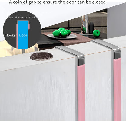 Over the Door Hooks, Single-Hanger 4 Pack, Fits Doors 1 3/8" Pink