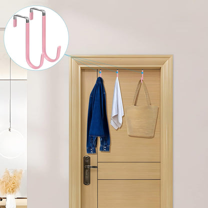 Over the Door Hooks, Single-Hanger 4 Pack, Fits Doors 1 3/8" Pink