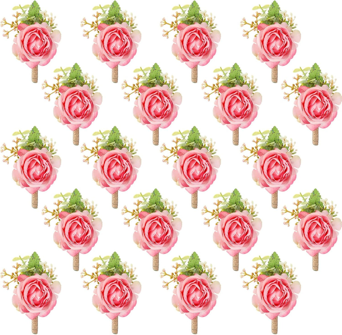 36 Pcs Rose Boutonnieres for Men Wedding, Peach Pink