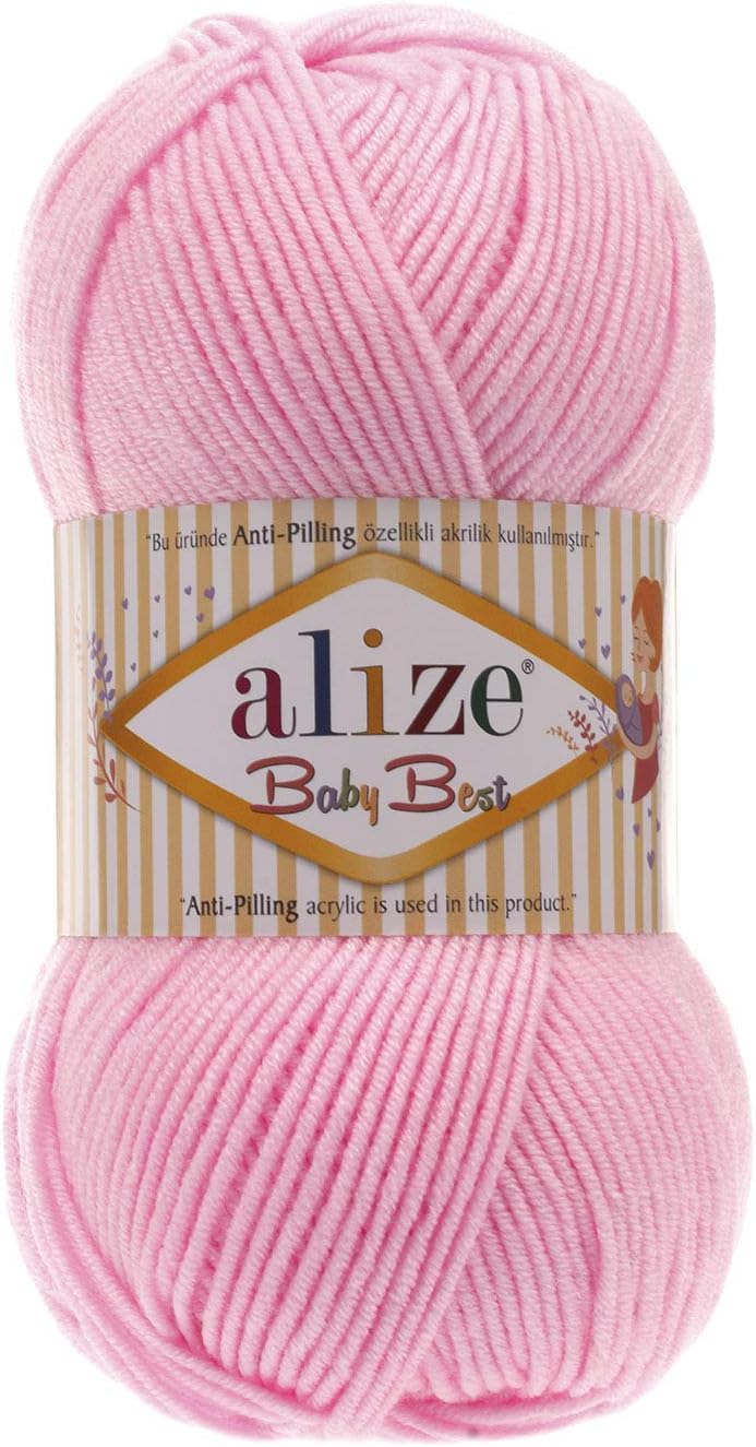 Baby Best Yarn 90% Anti-Pilling Acrylic 10% Soft Bamboo Blend Crochet Hand Knitting Art Lot of 3 Skeins 300gr 786yds (3 Pack, Light Pink - 191)