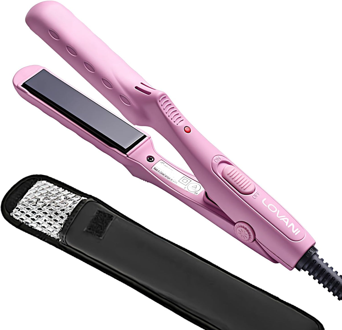 Mini Flat Iron, Dual Voltage Travel Hair Straightener, Tourmaline Ceramic Small Flat Irons for Short Hair/Bangs (Pink, 0.5 Inch, SleekMini)