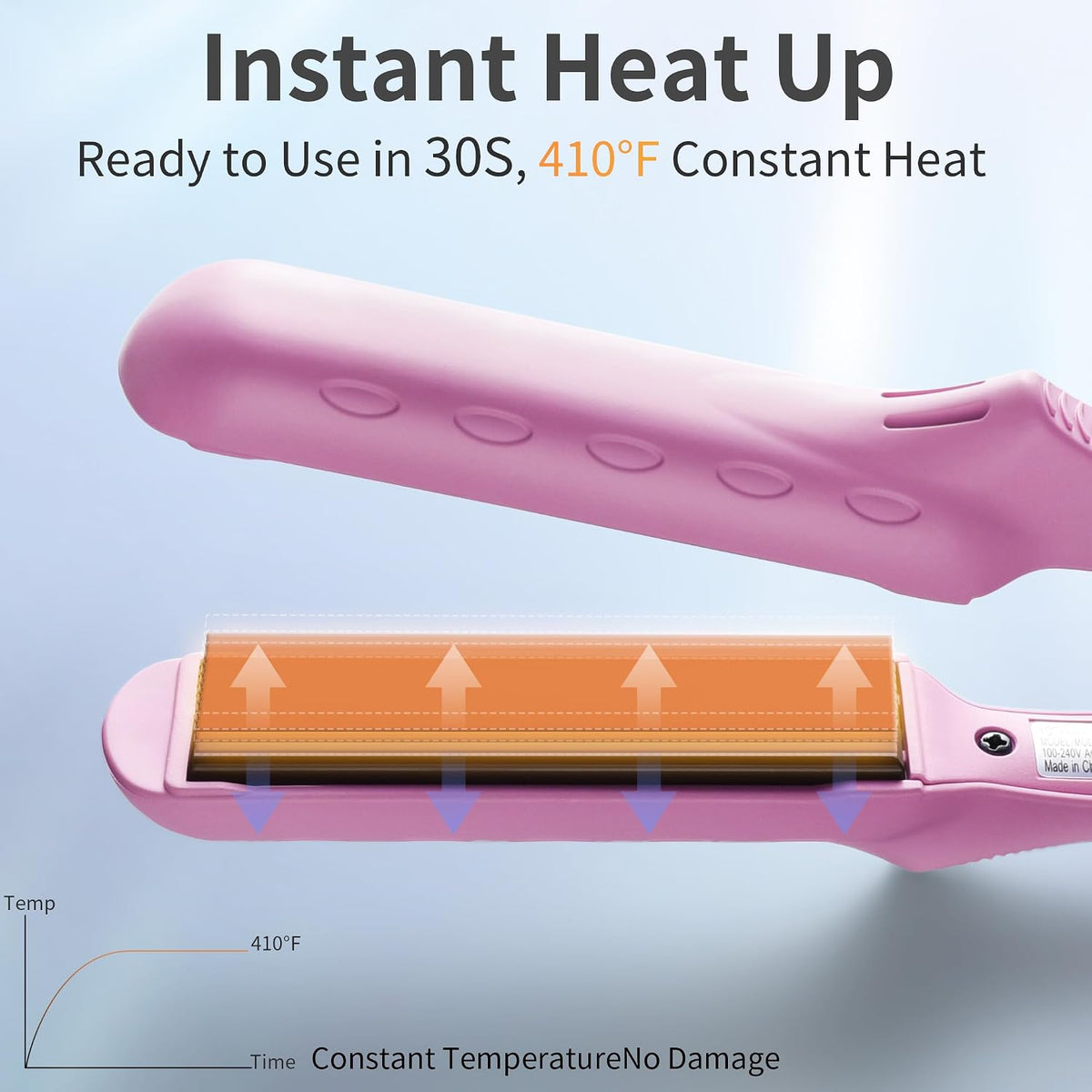 Mini Flat Iron, Dual Voltage Travel Hair Straightener, Tourmaline Ceramic Small Flat Irons for Short Hair/Bangs (Pink, 0.5 Inch, SleekMini)