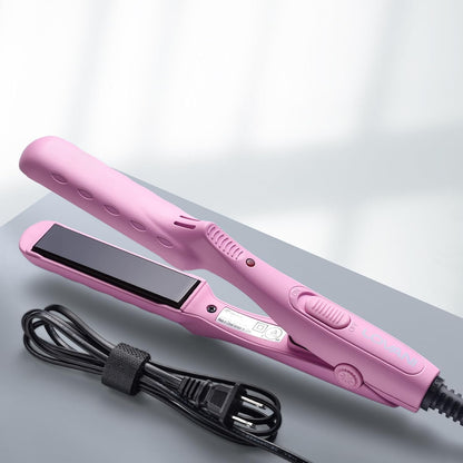 Mini Flat Iron, Dual Voltage Travel Hair Straightener, Tourmaline Ceramic Small Flat Irons for Short Hair/Bangs (Pink, 0.5 Inch, SleekMini)