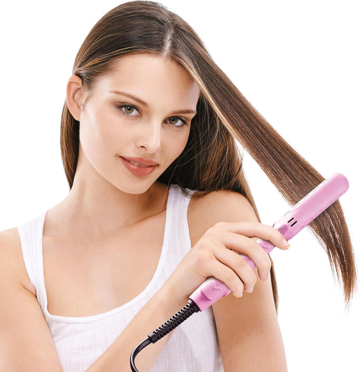 Mini Flat Iron, Dual Voltage Travel Hair Straightener, Tourmaline Ceramic Small Flat Irons for Short Hair/Bangs (Pink, 0.5 Inch, SleekMini)