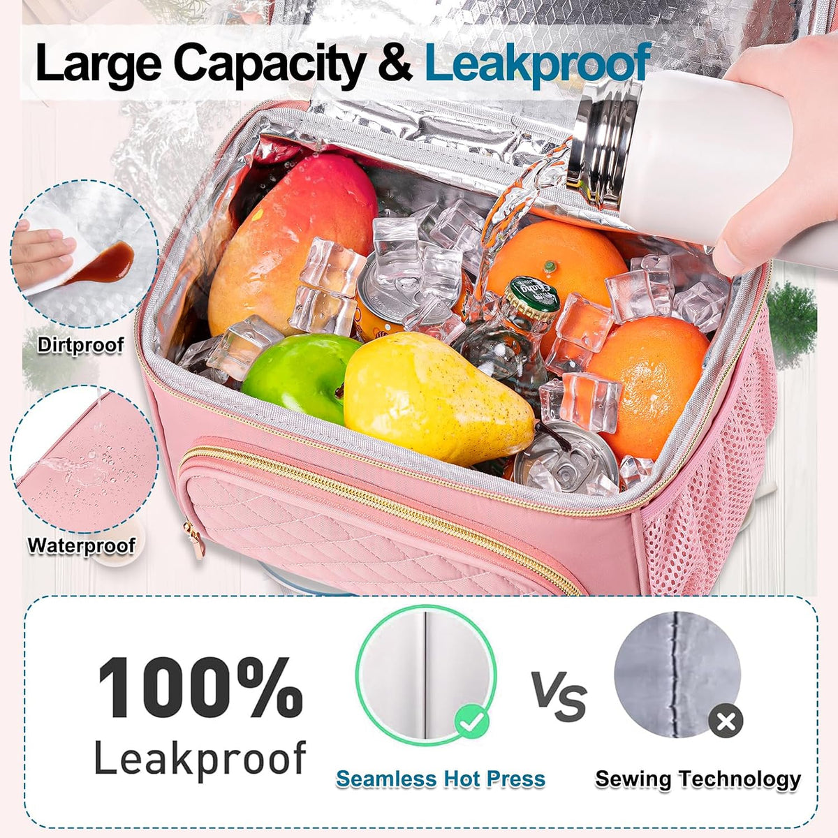 Lunch Bags for Women,Dual Compartment Lunch Box Lunch Tote Bag