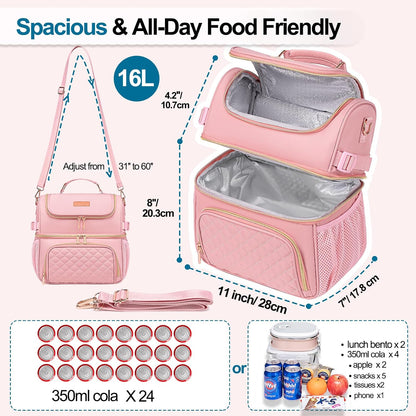 Lunch Bags for Women,Dual Compartment Lunch Box Lunch Tote Bag