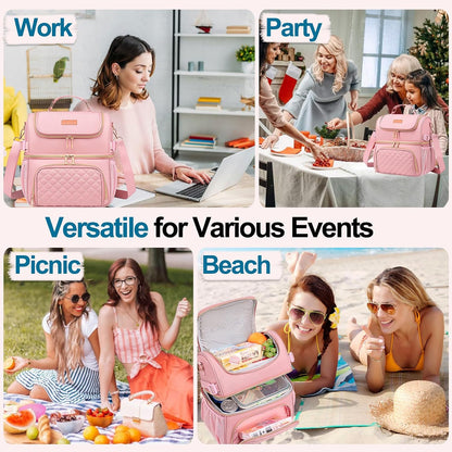 Lunch Bags for Women,Dual Compartment Lunch Box Lunch Tote Bag