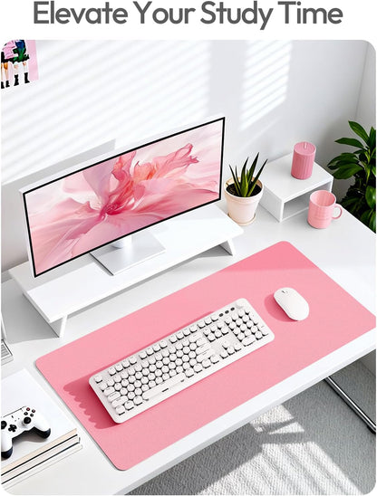 Leather Desk Pad Protector, Large Mouse Pad, Non-Slip PU Leather Desk Blotter, Laptop Desk Pad/Mat, Waterproof Writing Pad for Office and Home (23.6" x 13.8", Pink)