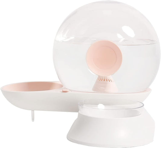 Auto-Myst Snail Shaped 2-in-1 Automated Gravity Pet Filtered Water Dispenser & Food Bowl Pink - One Size
