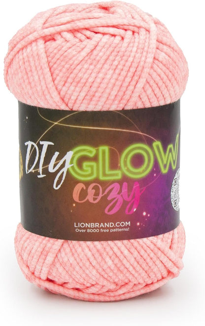 DIY Glow Cozy Glow in the Dark Yarn, Pink, 1 Pack