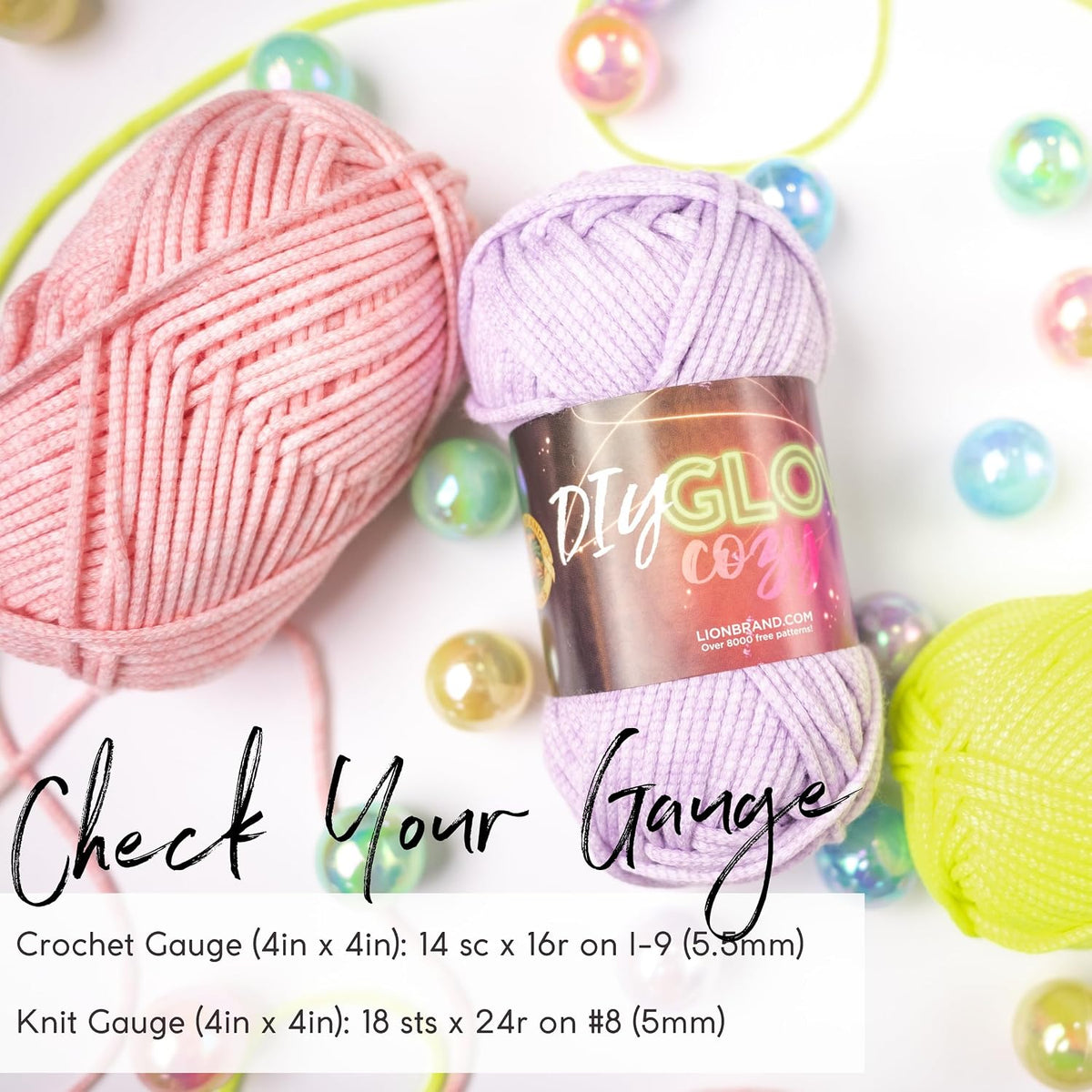 DIY Glow Cozy Glow in the Dark Yarn, Pink, 1 Pack