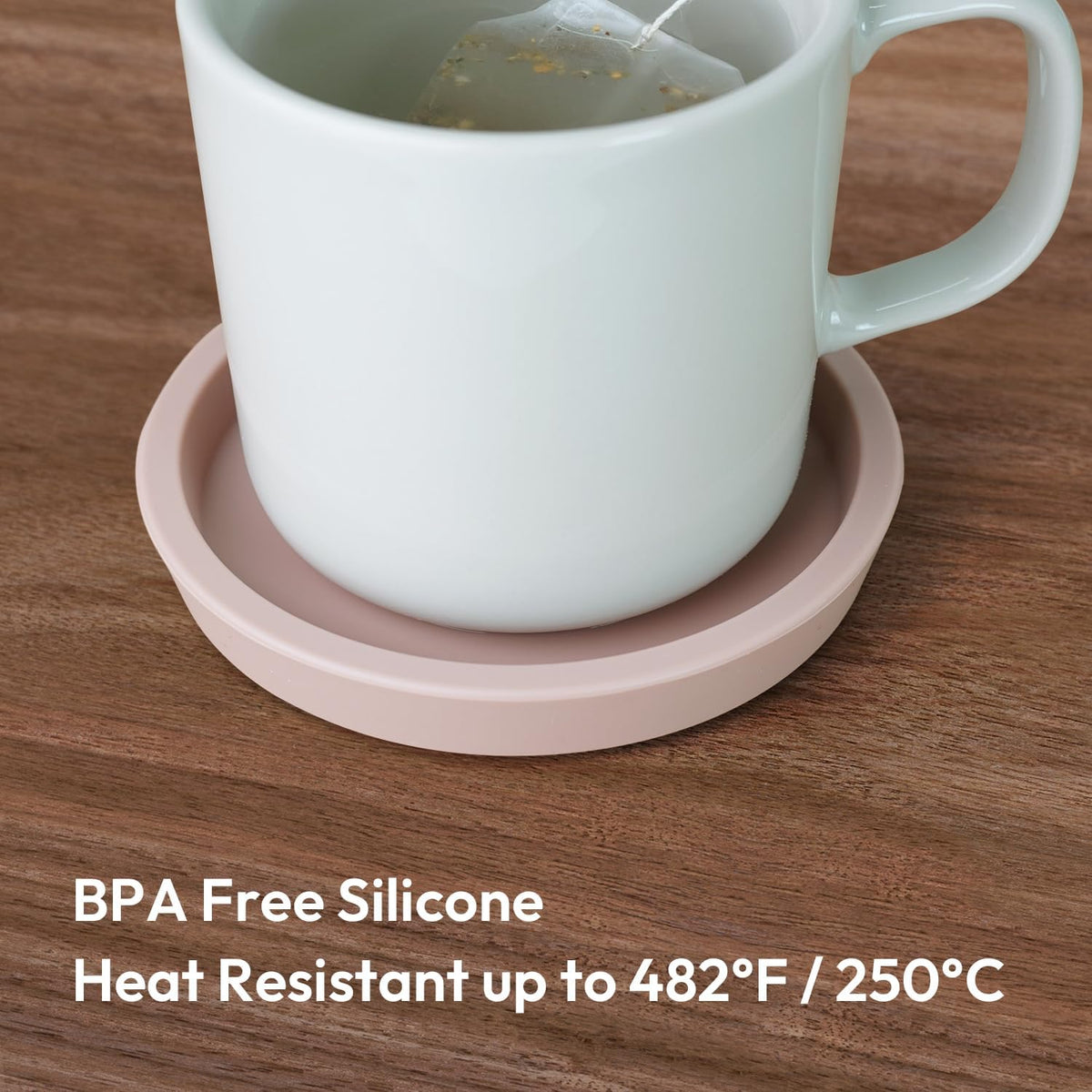 Thick Silicone Coasters for Drinks, Set of 2 - Pink Beige