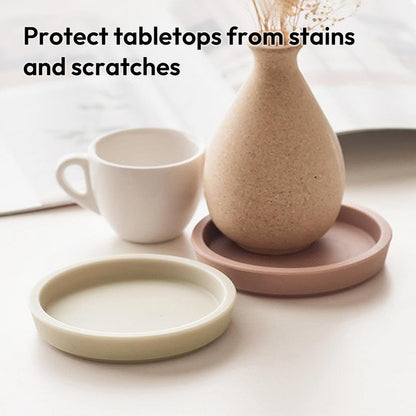 Thick Silicone Coasters for Drinks, Set of 2 - Pink Beige