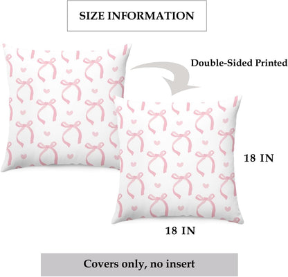 Pink Coquette Bow Pillow Cover for Preppy Room Decor