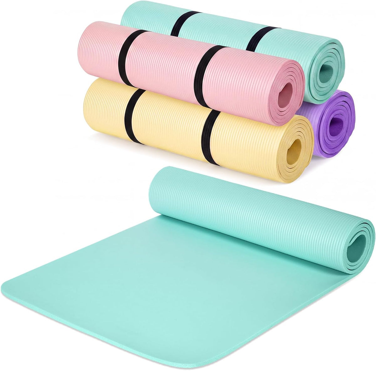 Yoga Mats (72x24) 3/8 Inch Thick Exercise Yoga Mat for Home Workout with Strap Non Slip Pilates Gym Supplies for Women Men