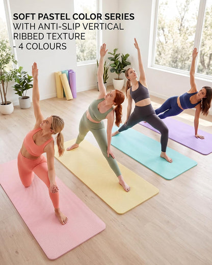 Yoga Mats (72x24) 3/8 Inch Thick Exercise Yoga Mat for Home Workout with Strap Non Slip Pilates Gym Supplies for Women Men