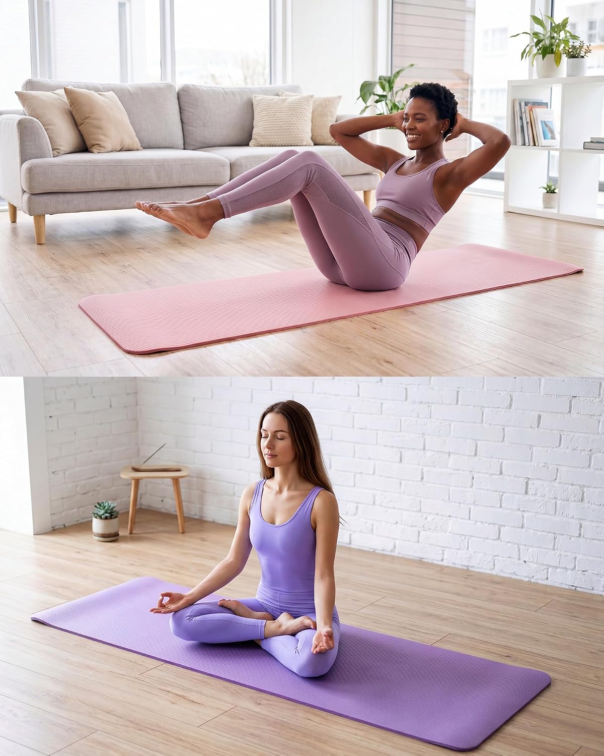 Yoga Mats (72x24) 3/8 Inch Thick Exercise Yoga Mat for Home Workout with Strap Non Slip Pilates Gym Supplies for Women Men
