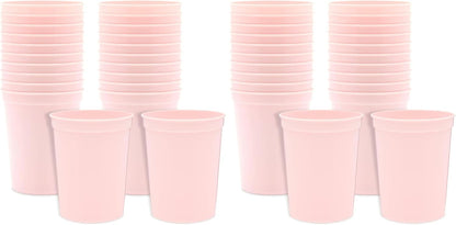 Reusable Plastic Cups - 16 Oz, Light Pink, 24 Count - Light Pink Stadium Tumblers & Pastel Stadium Cups - Washable Bulk Drinkware (Pack of 2)