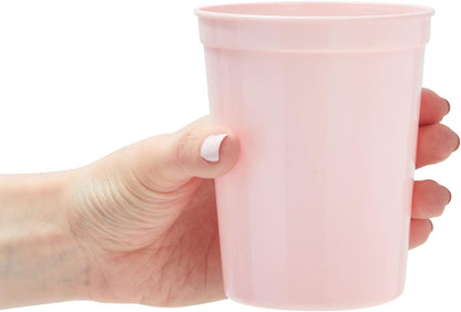 Reusable Plastic Cups - 16 Oz, Light Pink, 24 Count - Light Pink Stadium Tumblers & Pastel Stadium Cups - Washable Bulk Drinkware (Pack of 2)