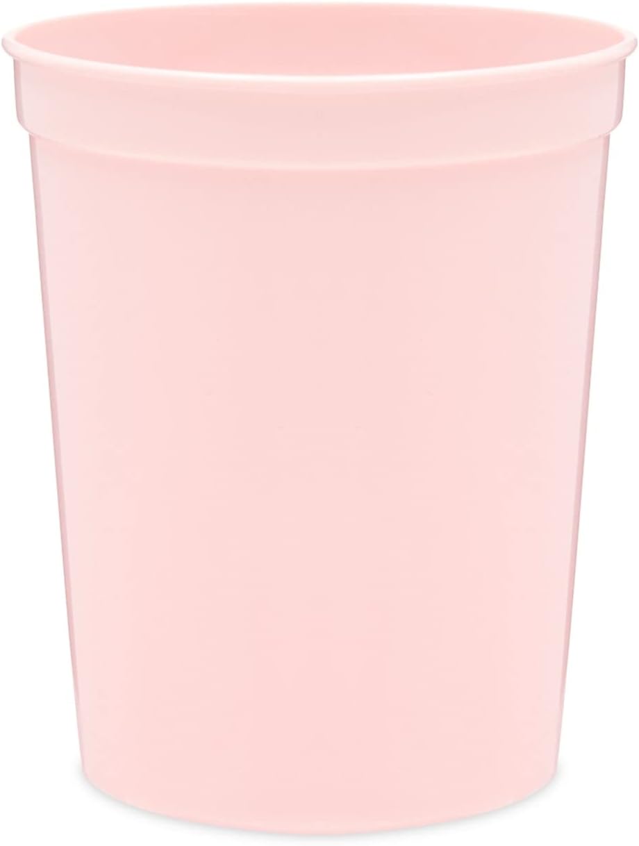 Reusable Plastic Cups - 16 Oz, Light Pink, 24 Count - Light Pink Stadium Tumblers & Pastel Stadium Cups - Washable Bulk Drinkware (Pack of 2)
