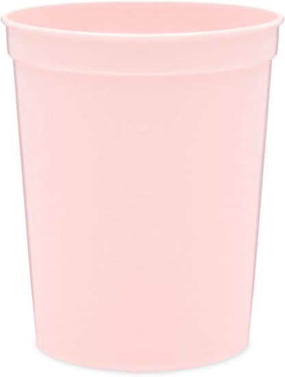 Reusable Plastic Cups - 16 Oz, Light Pink, 24 Count - Light Pink Stadium Tumblers & Pastel Stadium Cups - Washable Bulk Drinkware (Pack of 2)
