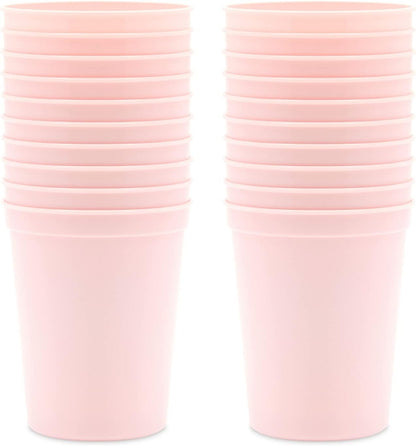 Reusable Plastic Cups - 16 Oz, Light Pink, 24 Count - Light Pink Stadium Tumblers & Pastel Stadium Cups - Washable Bulk Drinkware (Pack of 2)