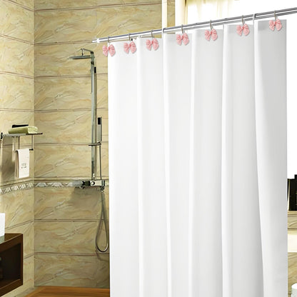 12pcs Decorative Shower Curtain Hooks Rust Proof Metal Shower Curtain Rings Pink Bow Knot Resin Curtain Hooks Shower Rings for Bathroom Baby Room Nursery Art Decors