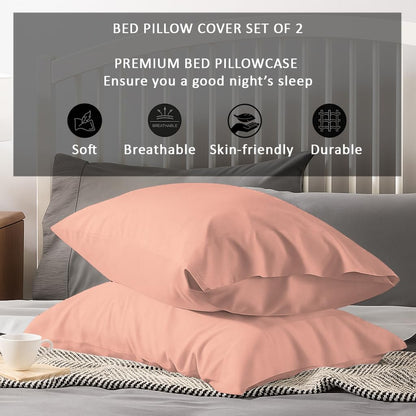 TBM Oversize Pillow Case Extra Large Fits Even The Fluffiest Pillows Including Huge Gaint Pillows Extra Tall Pillowcase 100% Egyptian Cotton 600 Thread Count (Peach Pink, Queen 23W X 34L)