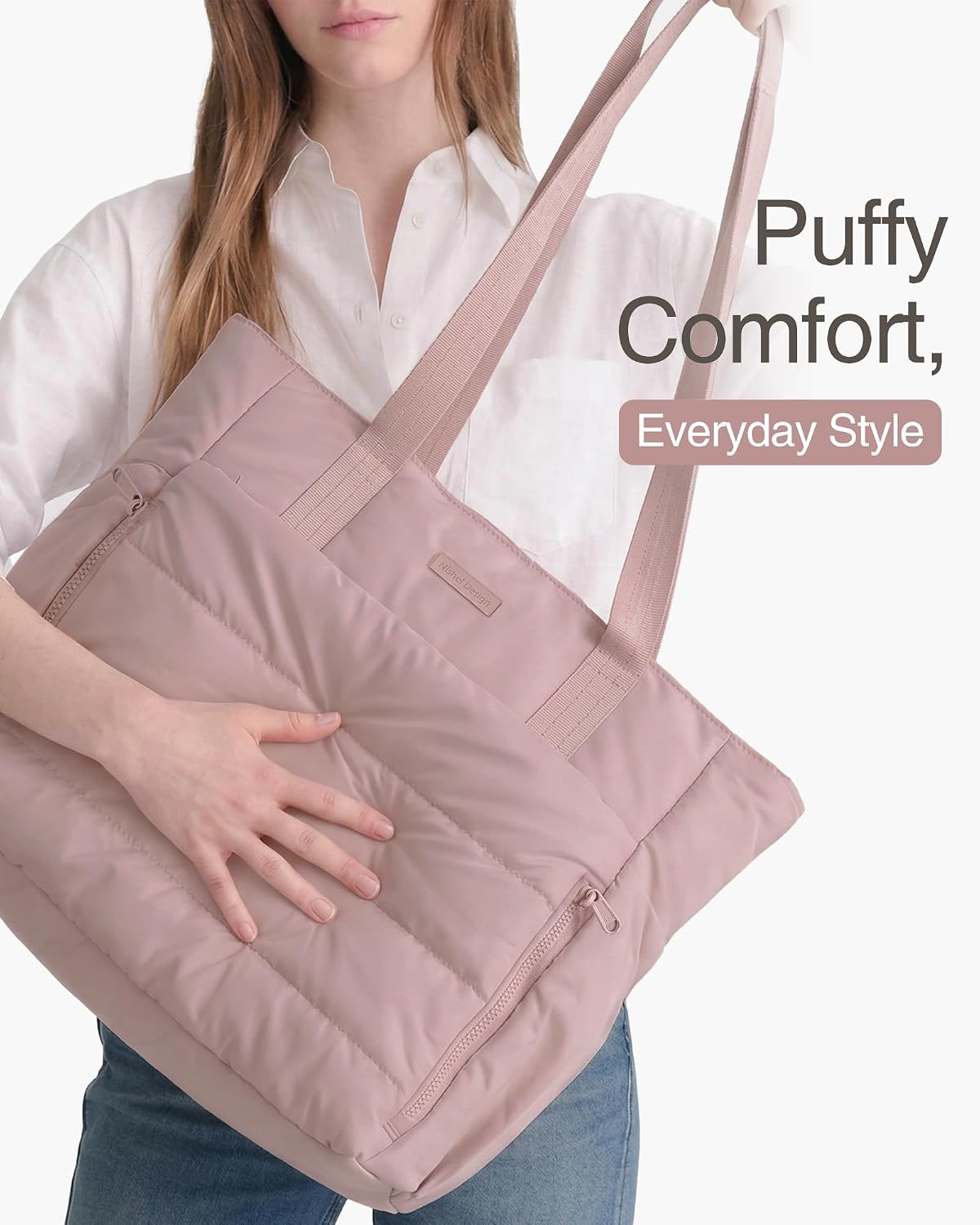 Work Tote Bag for Women, Puffy Large Lightweight Office Travel Purse