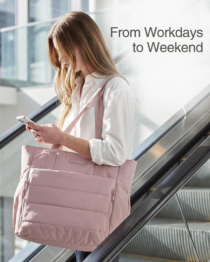Work Tote Bag for Women, Puffy Large Lightweight Office Travel Purse