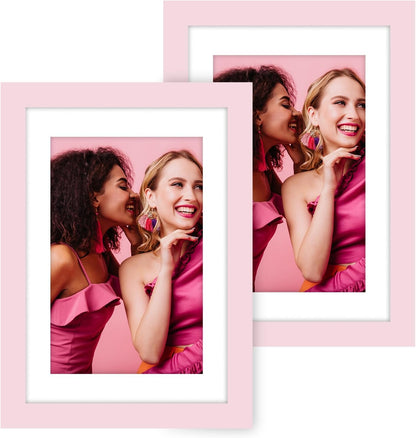 4x6 Picture Frames Matted to 3.5x5 with Mat (2 Pack, Light Pink)