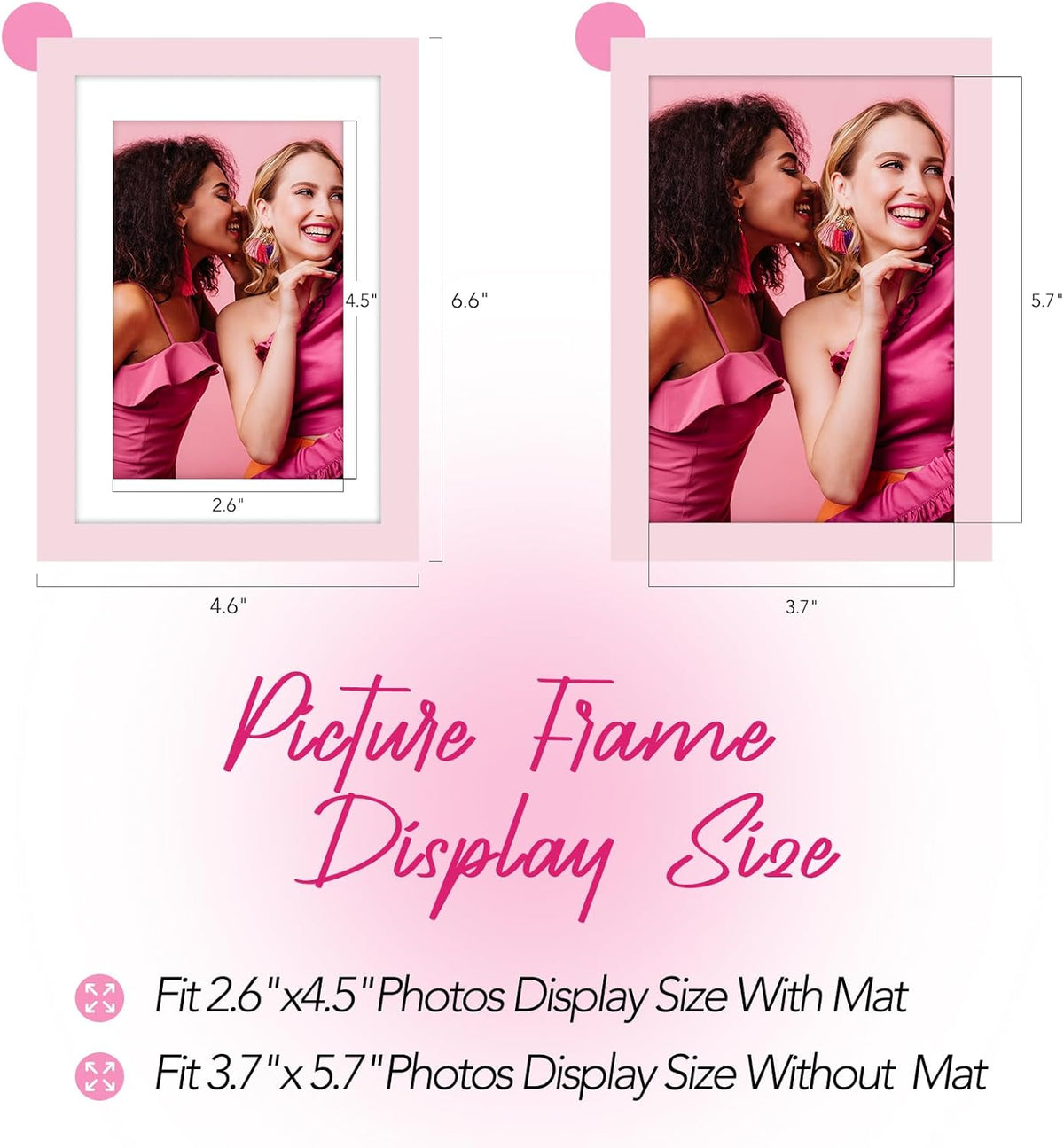 4x6 Picture Frames Matted to 3.5x5 with Mat (2 Pack, Light Pink)