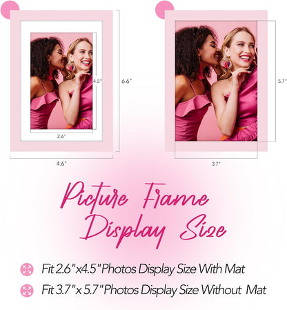 4x6 Picture Frames Matted to 3.5x5 with Mat (2 Pack, Light Pink)