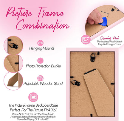4x6 Picture Frames Matted to 3.5x5 with Mat (2 Pack, Light Pink)