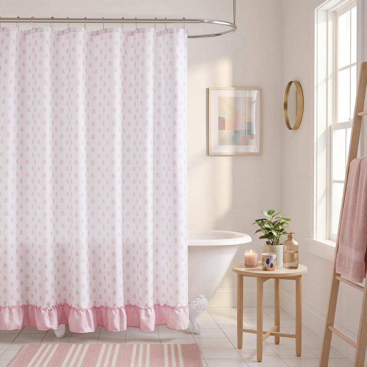 Intelligent Design Savanna Shower Curtain for Bathroom, 72 x 72, Pink