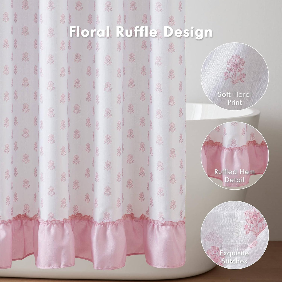 Intelligent Design Savanna Shower Curtain for Bathroom, 72 x 72, Pink