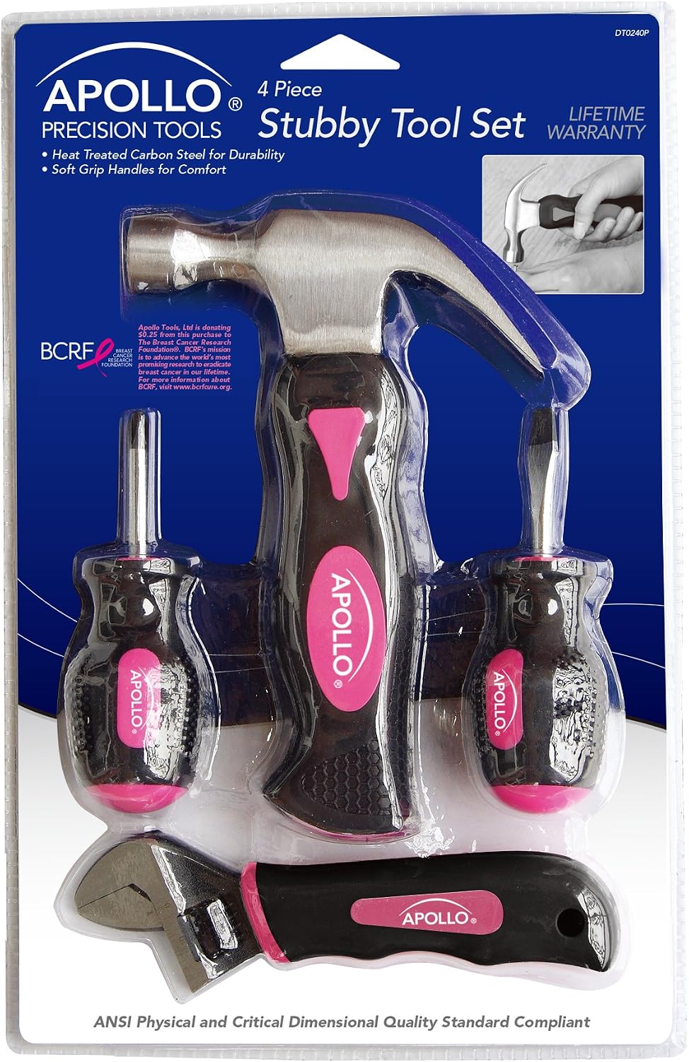 4 Piece Stubby Tool Set, Pink DT0240P