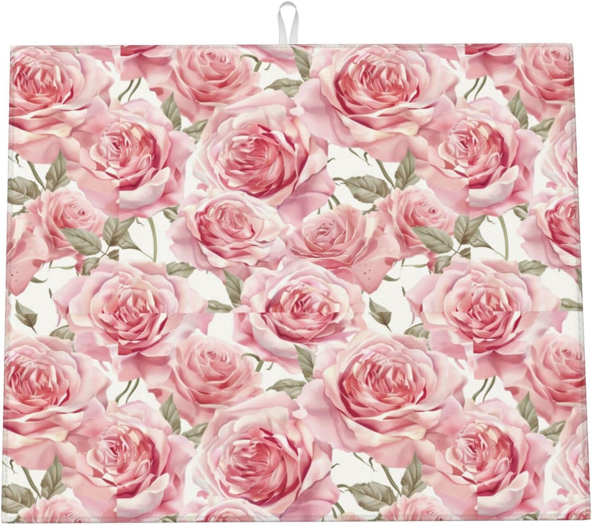 Pink Rose Dish Drying Mat For Kitchen Counter Romantic Floral Dry Mats Microfiber Dish Drainer Mat Protector Pad Absorbent Fast Drying Kitchen Must-Have 16x18 Inch