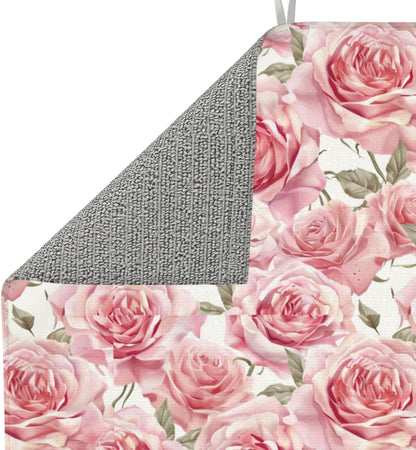 Pink Rose Dish Drying Mat For Kitchen Counter Romantic Floral Dry Mats Microfiber Dish Drainer Mat Protector Pad Absorbent Fast Drying Kitchen Must-Have 16x18 Inch