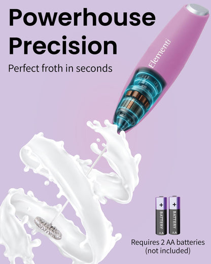 Electric Pink Milk Frother Handheld - Mini Whisk for Coffee, Matcha and Drinks - Portable Frother & Mixer with Stand (Pastel Pink)