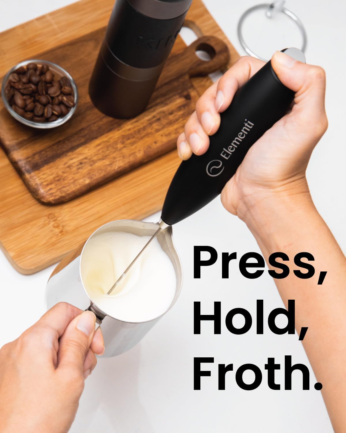 Electric Pink Milk Frother Handheld - Mini Whisk for Coffee, Matcha and Drinks - Portable Frother & Mixer with Stand (Pastel Pink)