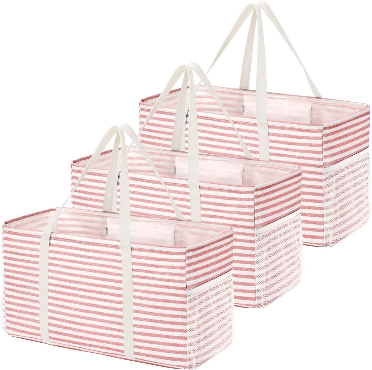 Large Tote bag, Reusable Shopping Grocery Bags, 46L, 1 Pack, Pink