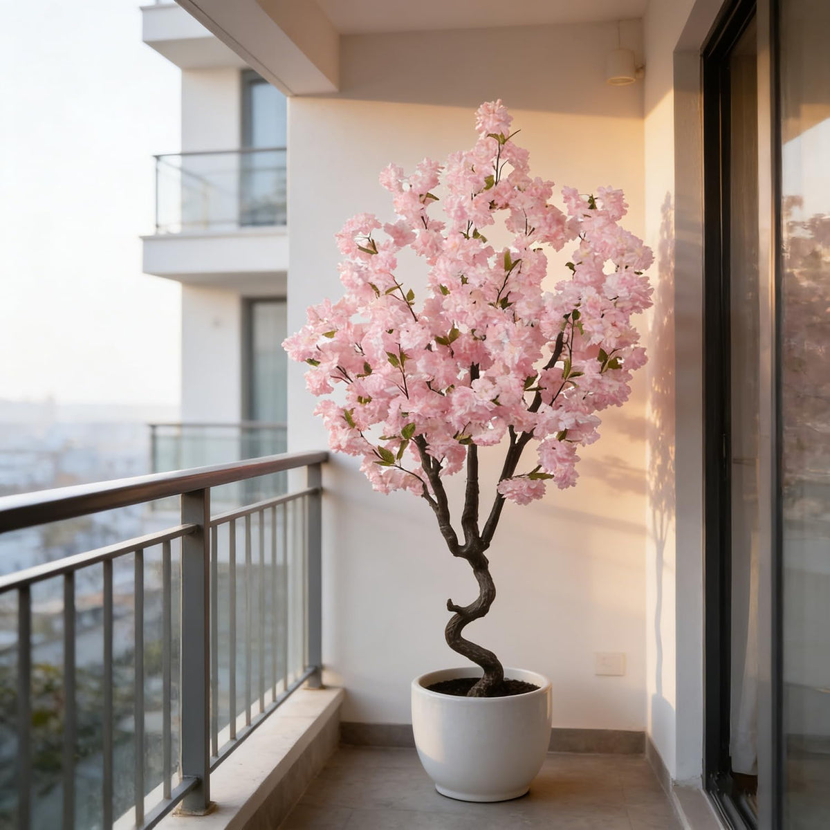 Artificial Pink Cherry Blossom Tree Fake Tree Cherry Blossom Decor Fake Flowers Faux Flowering Tree Pink Flowers Floral Artificial Plants for Indoors Outdoors Room Home Decor Gift 6FT